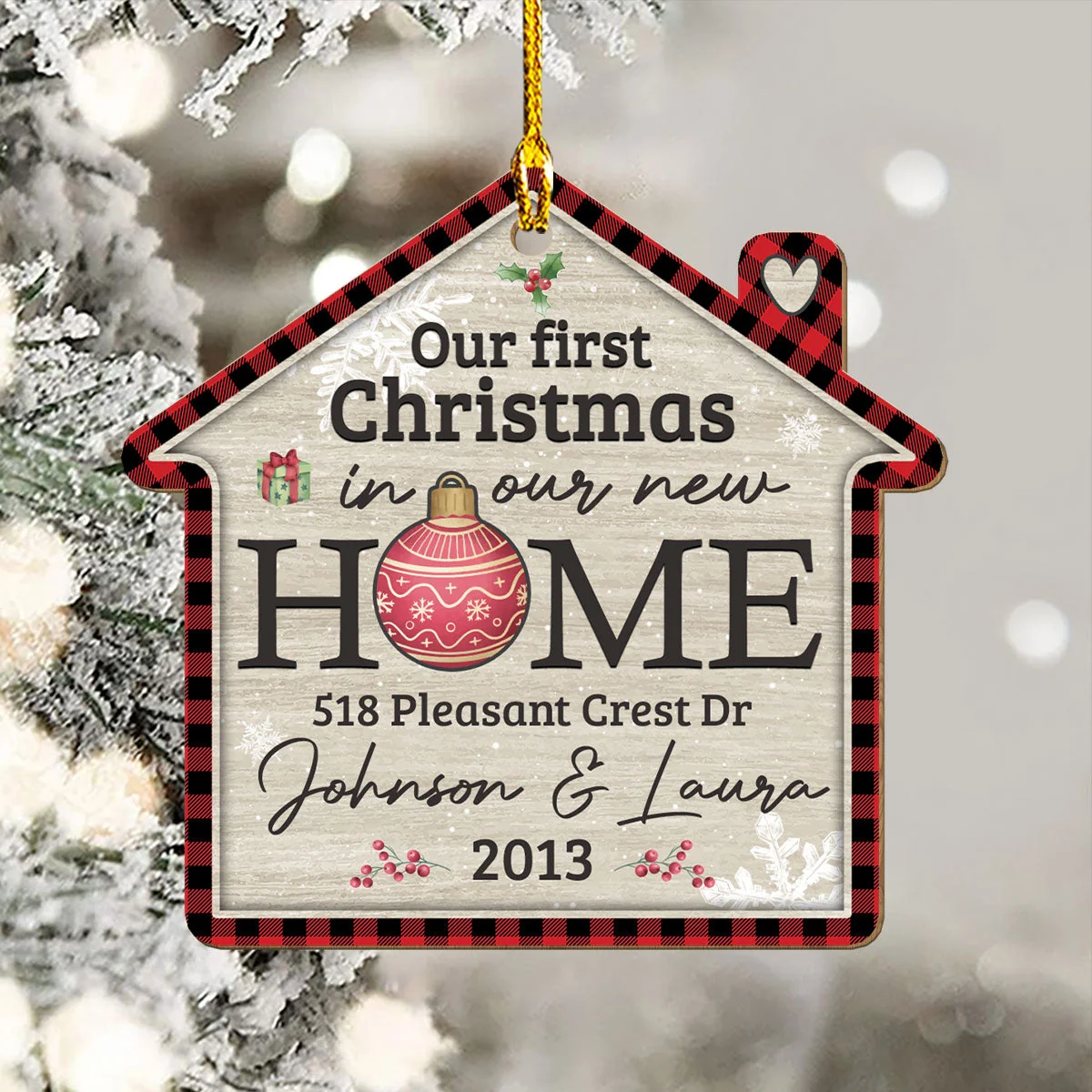 In Our New Home - Personalized Custom 1-layered Wood Ornament - Image 3