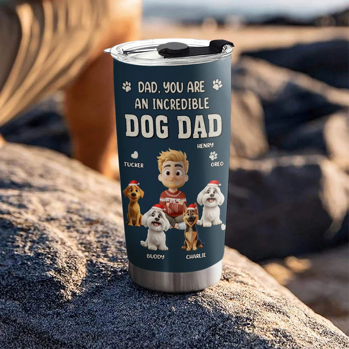 Incredible Christmas Dog Dad - Personalized Custom Tumbler - Image 3