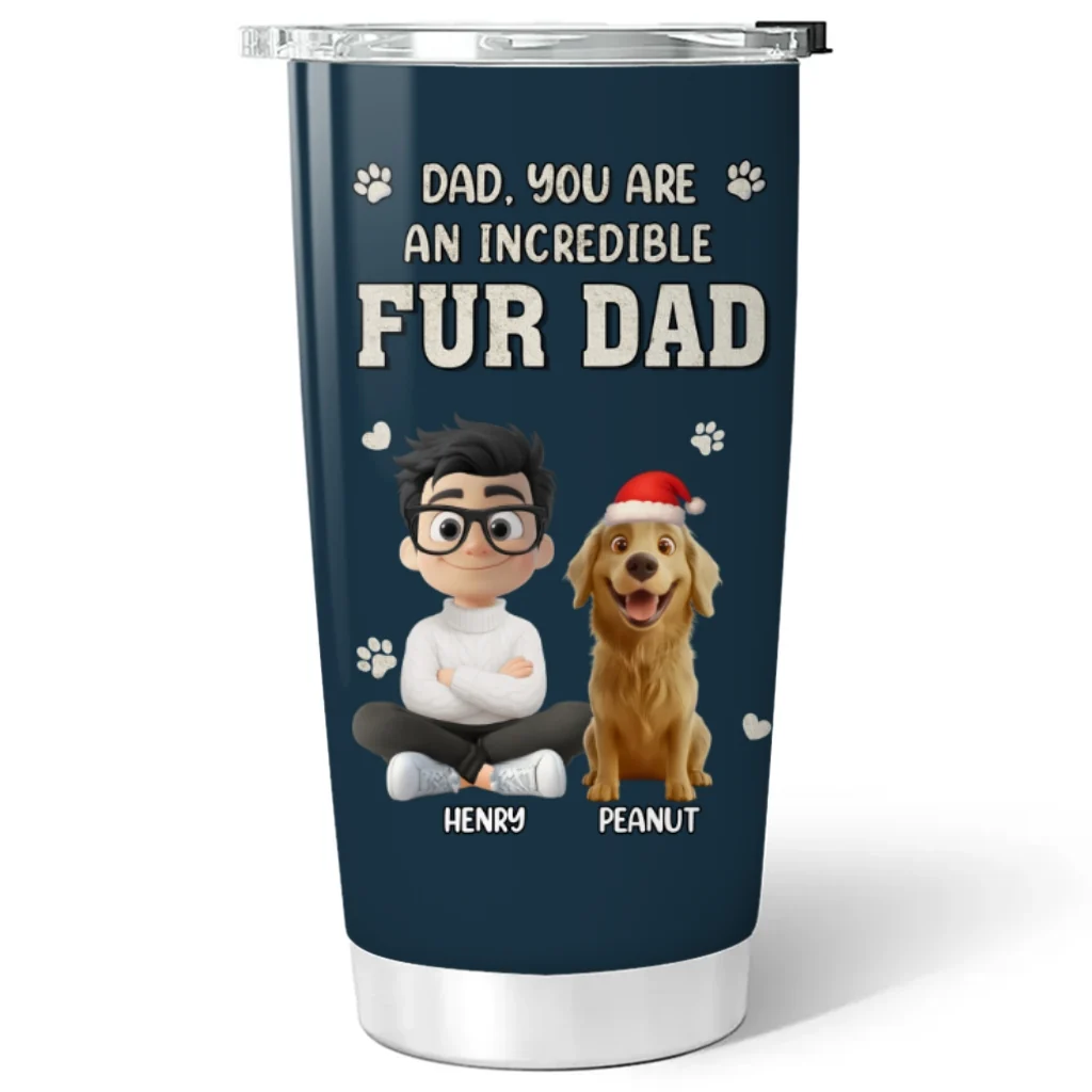 Incredible Christmas Fur Dad - Personalized Custom Tumbler - Image 5