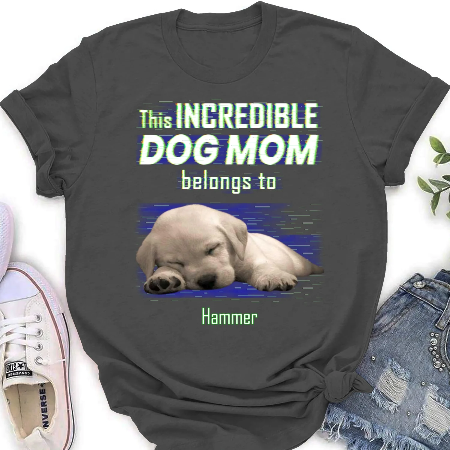 Incredible Dog Dad Belongs To Us Photo - Personalized Custom Women's T-Shirt - Image 6