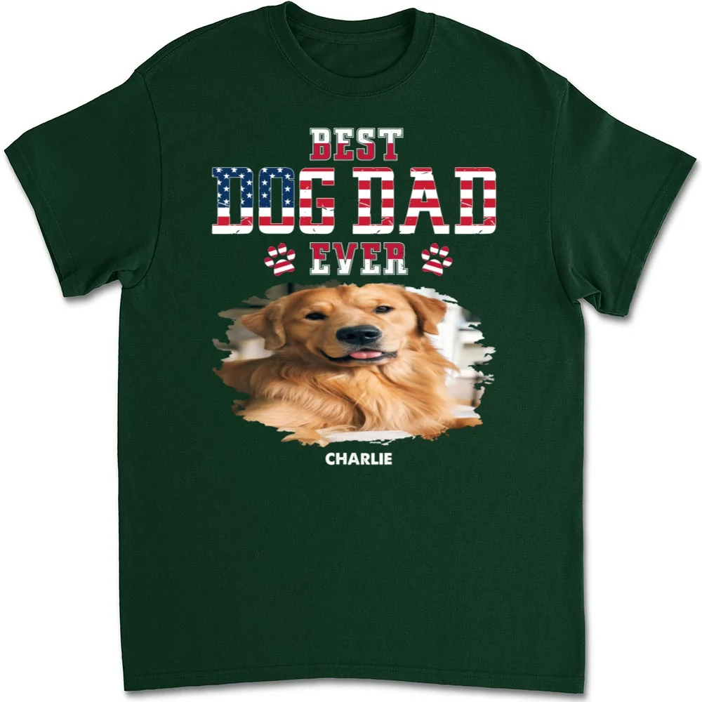 Independence Dog Dad Photo - Personalized Custom Unisex T-Shirt - Image 5