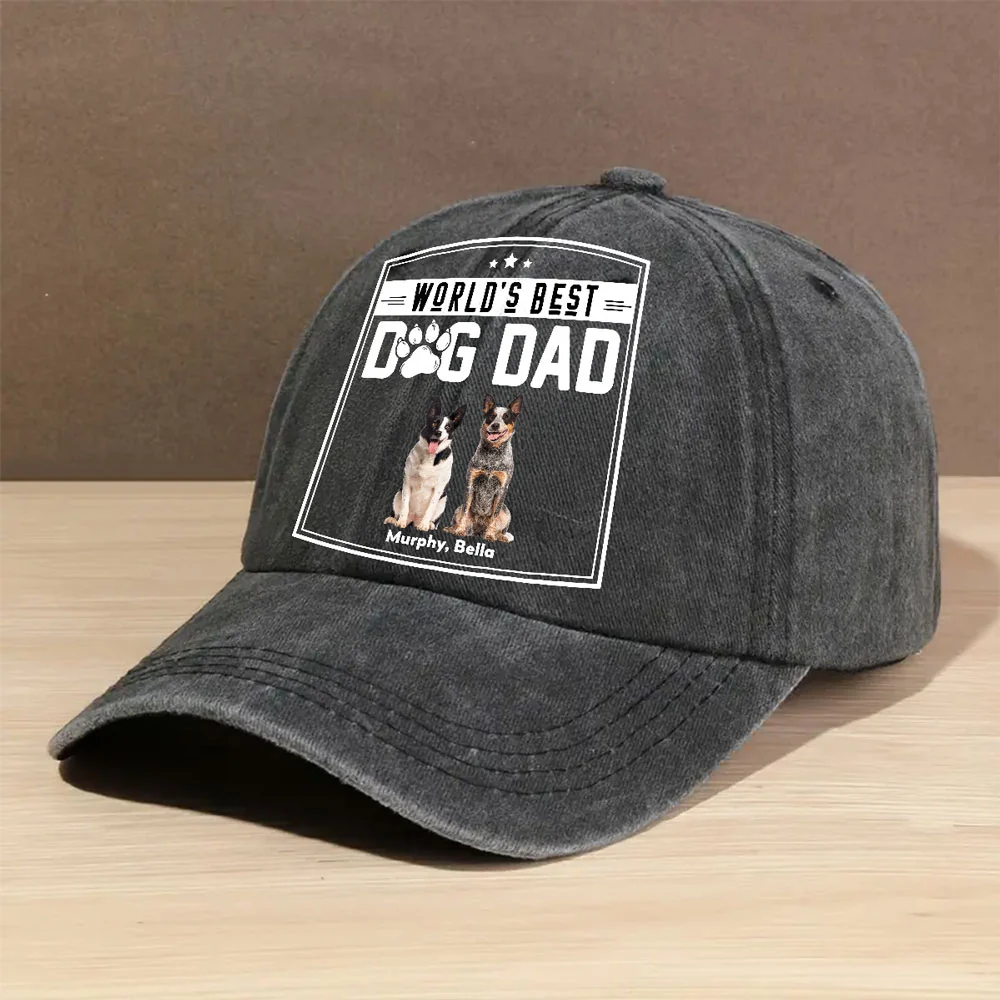 Is It My Dad Photo - Personalized Custom Vintage Washed Denim Cap - Image 2