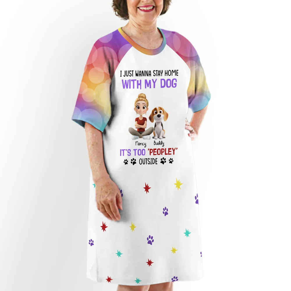 It Is Too Peopley Outside Cartoon - Personalized 3/4 Sleeve Dress - Image 5