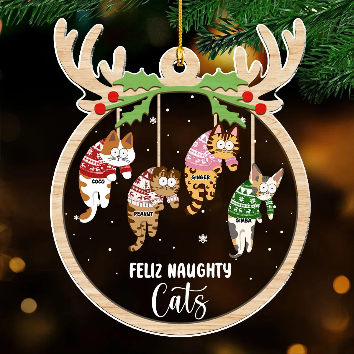 Jolly Cats - Personalized Custom Acrylic Ornament