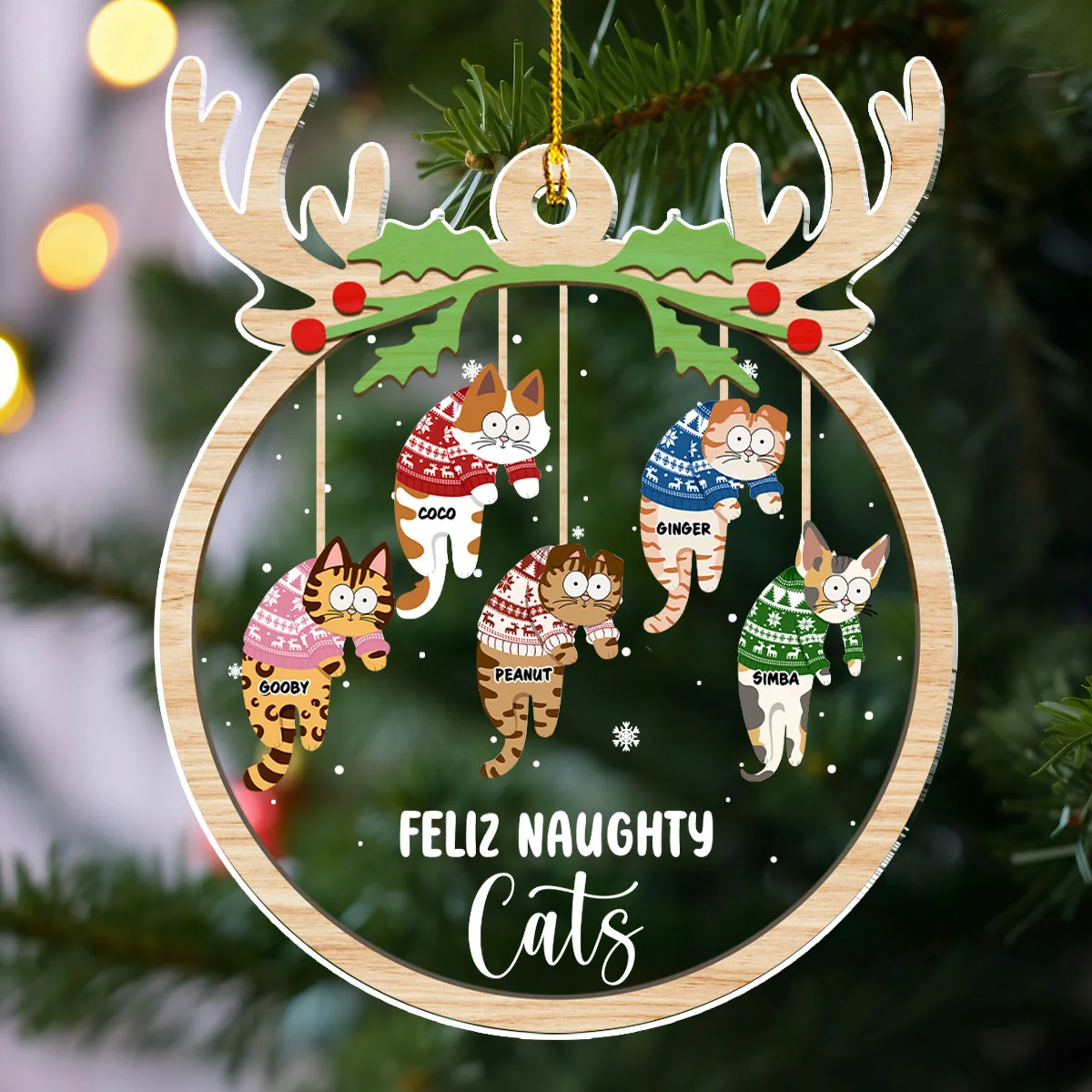 Jolly Cats - Personalized Custom Acrylic Ornament - Image 4