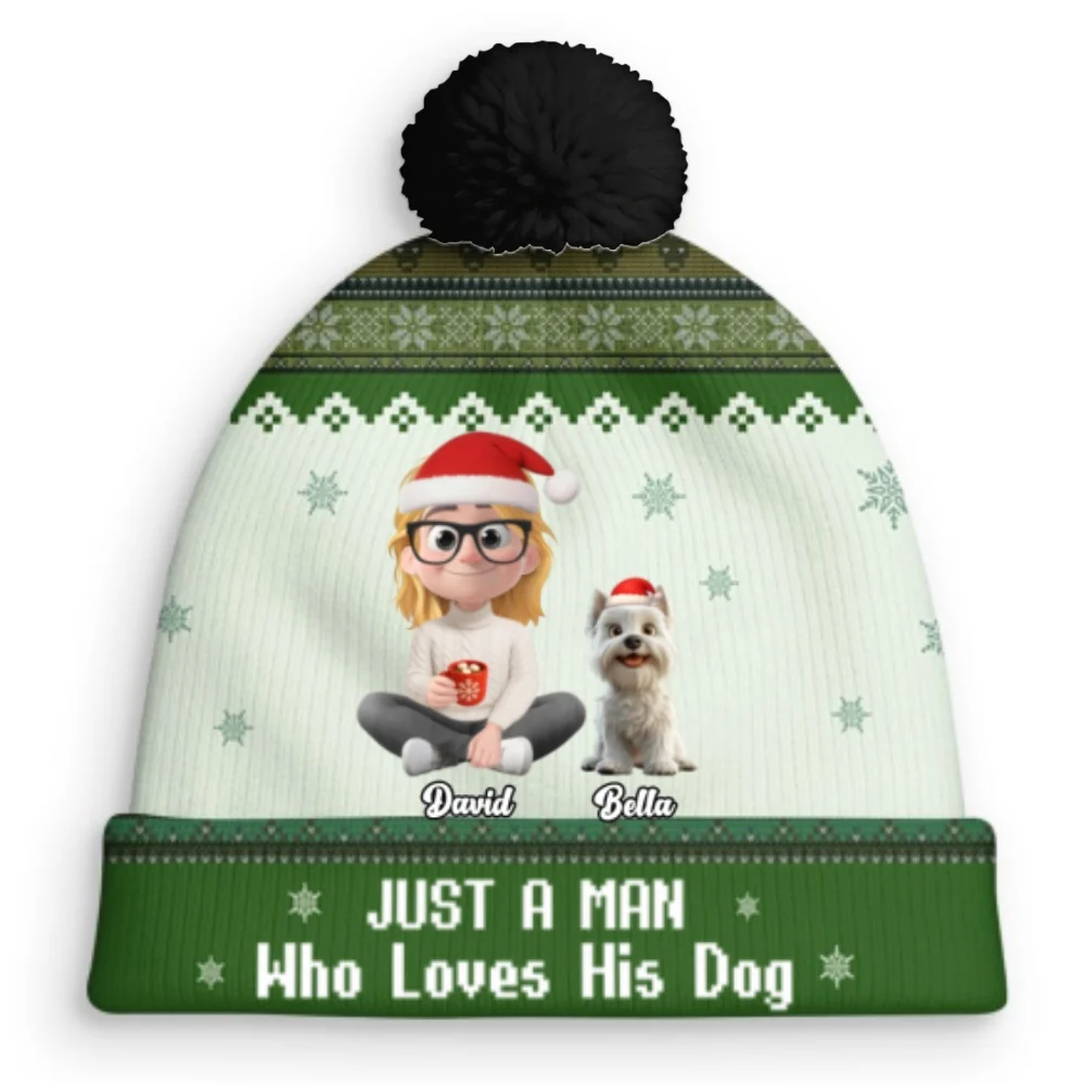Just A Girl And Her Lovely Dogs - Personalized Custom Bobble Beanie Hat - Image 6