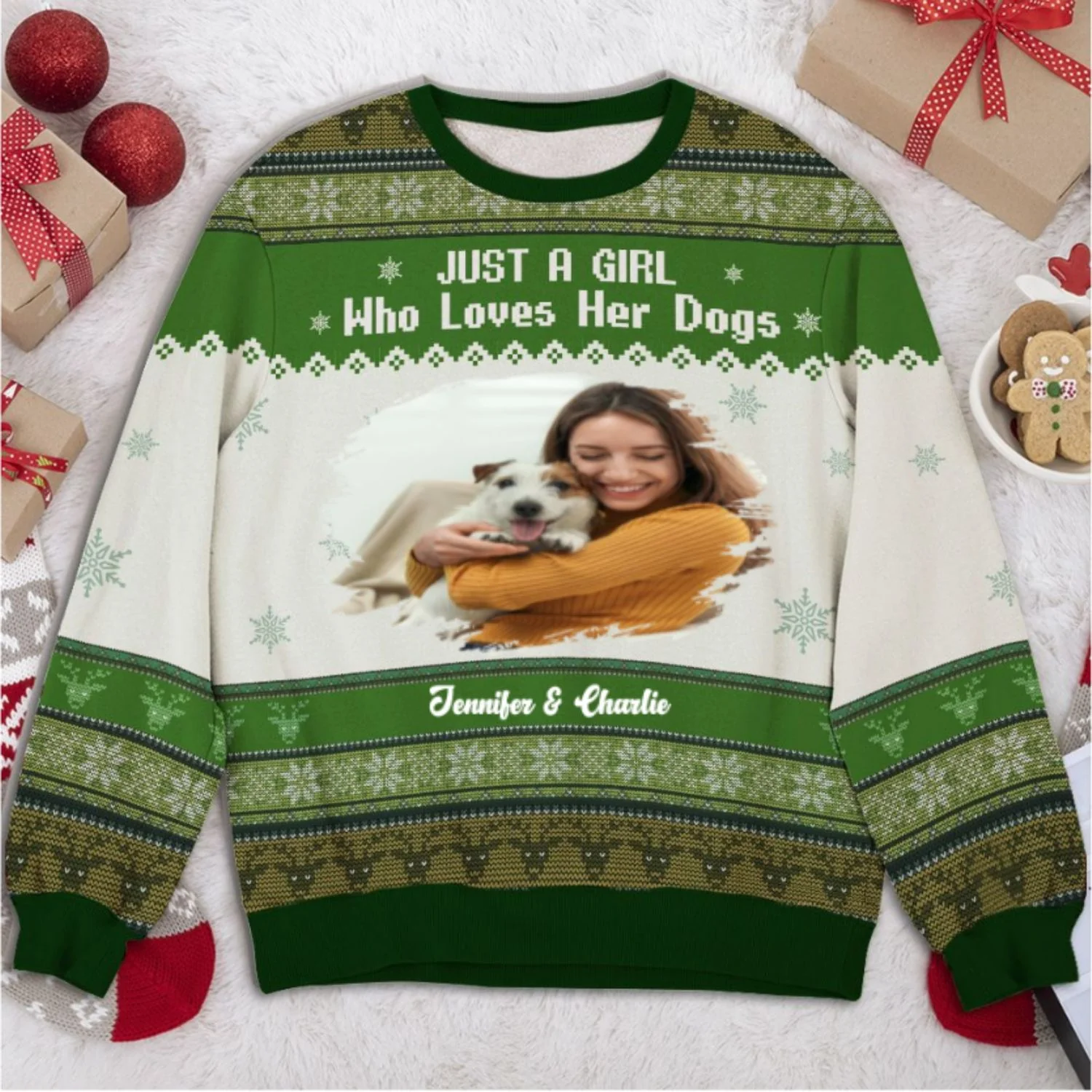Just A Girl And Her Lovely Dogs Photo - Personalized Custom All-Over-Print Sweatshirt - Image 3