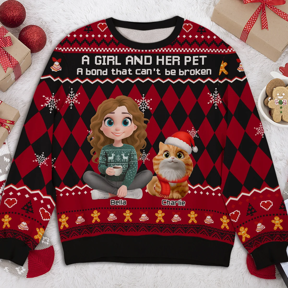 Just A Girl Who Loves Her Pet Christmas - Personalized Custom All-Over-Print Sweatshirt - Image 2
