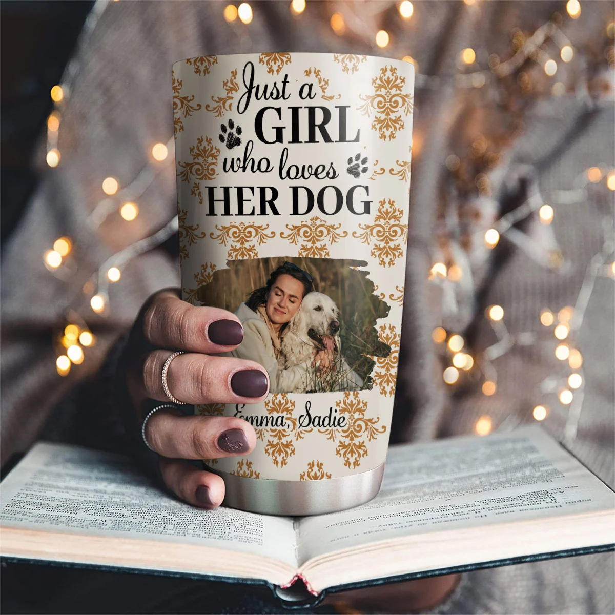 Just A Girl Who Loves Storybook Dog Photo - Personalized Custom Tumbler - Image 2