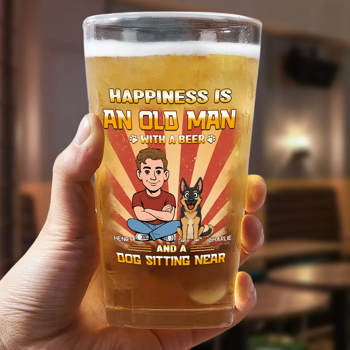 Just Beer And My Dogs - Personalized Custom Beer Glass