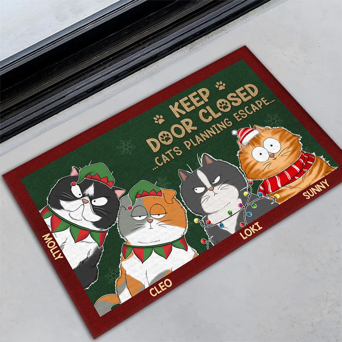 Keep Door Closed Christmas - Personalized Custom Doormat - Image 3