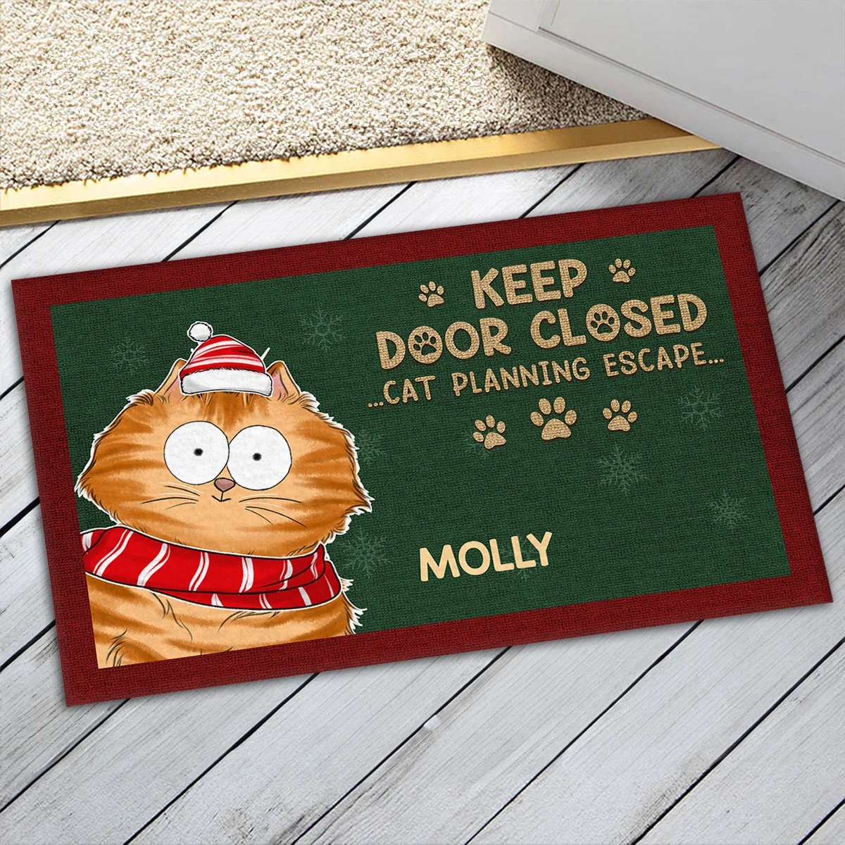 Keep Door Closed Christmas - Personalized Custom Doormat - Image 5