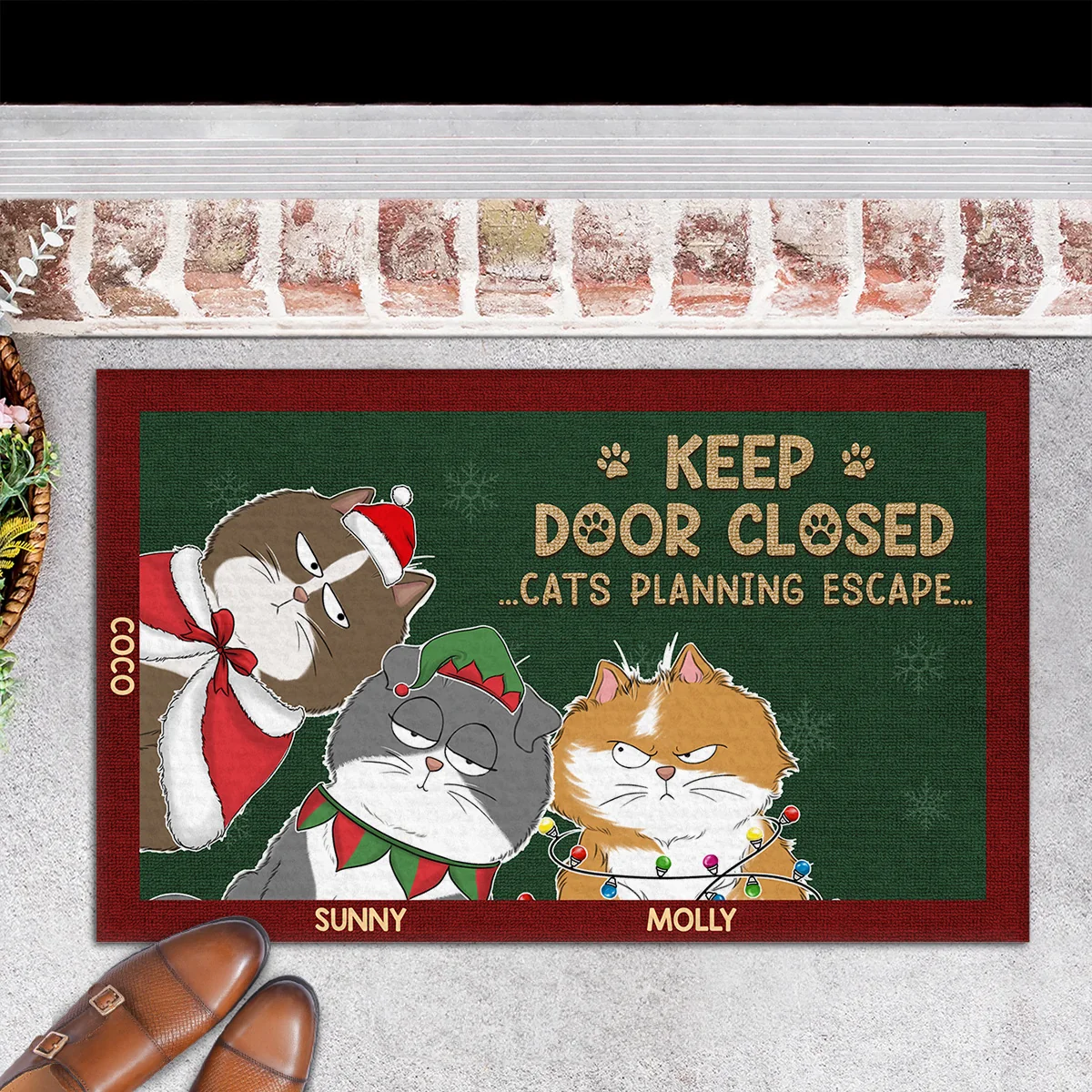 Keep Door Closed Christmas - Personalized Custom Doormat - Image 6