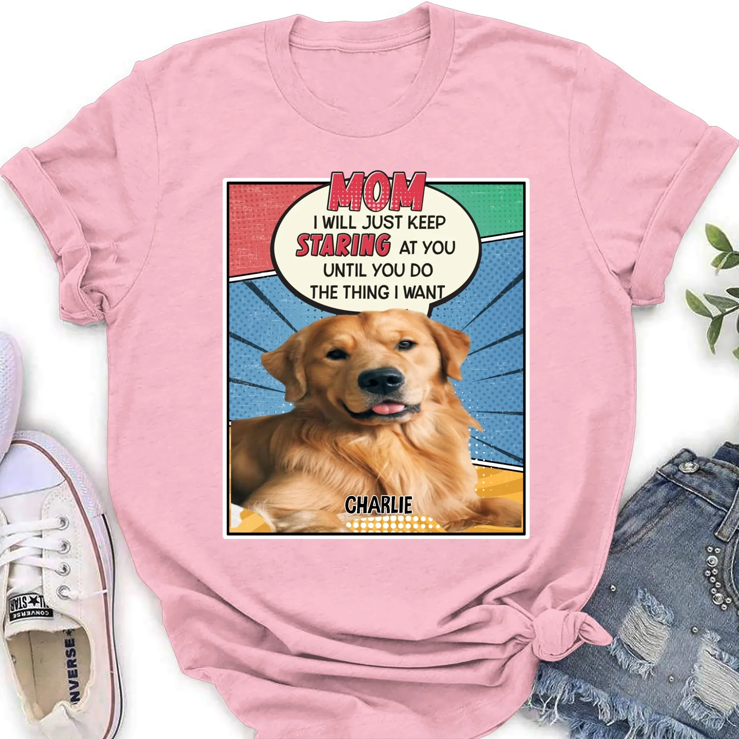 Keep Staring At You Dog Mom Dad Photo - Personalized Custom Women's T-Shirt - Image 7