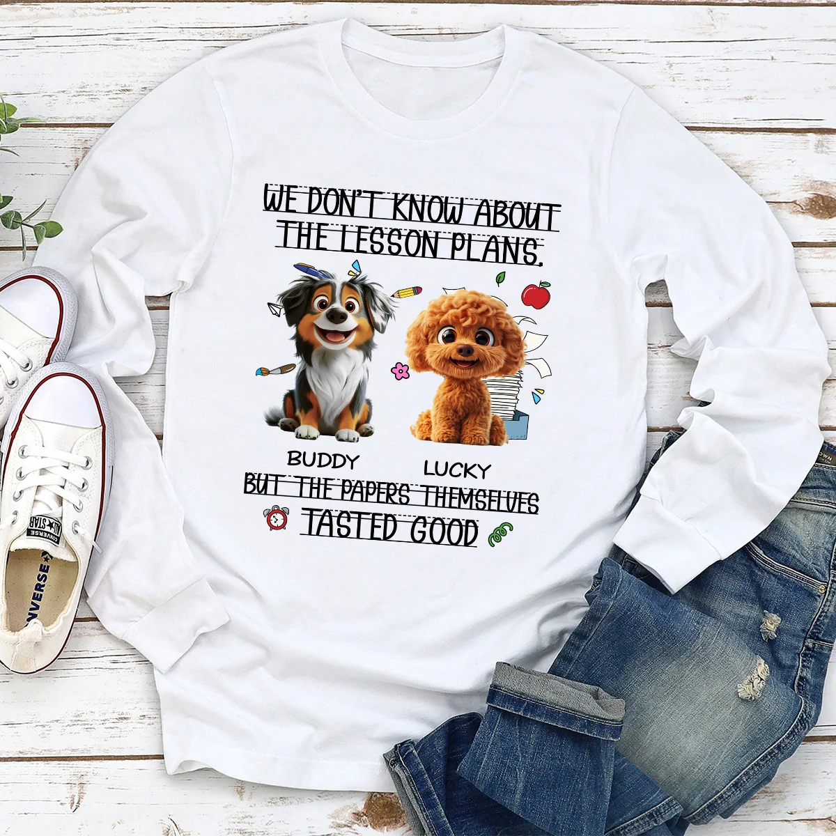 Lesson Plans Make Great Snacks - Personalized Custom Long Sleeve T-shirt - Image 2