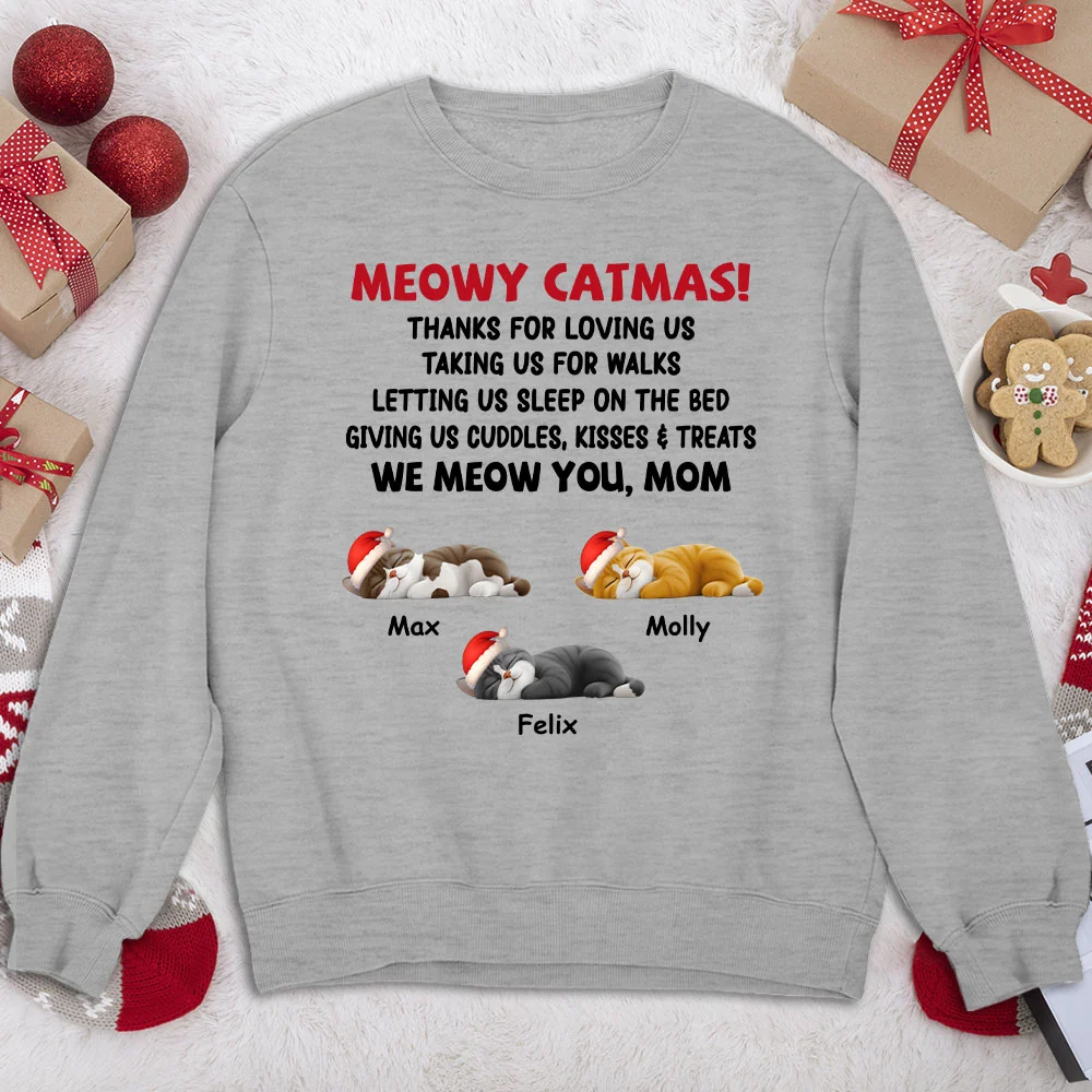 Letting Me Sleep With Cat Mom Dad - Personalized Custom Sweatshirt - Image 2