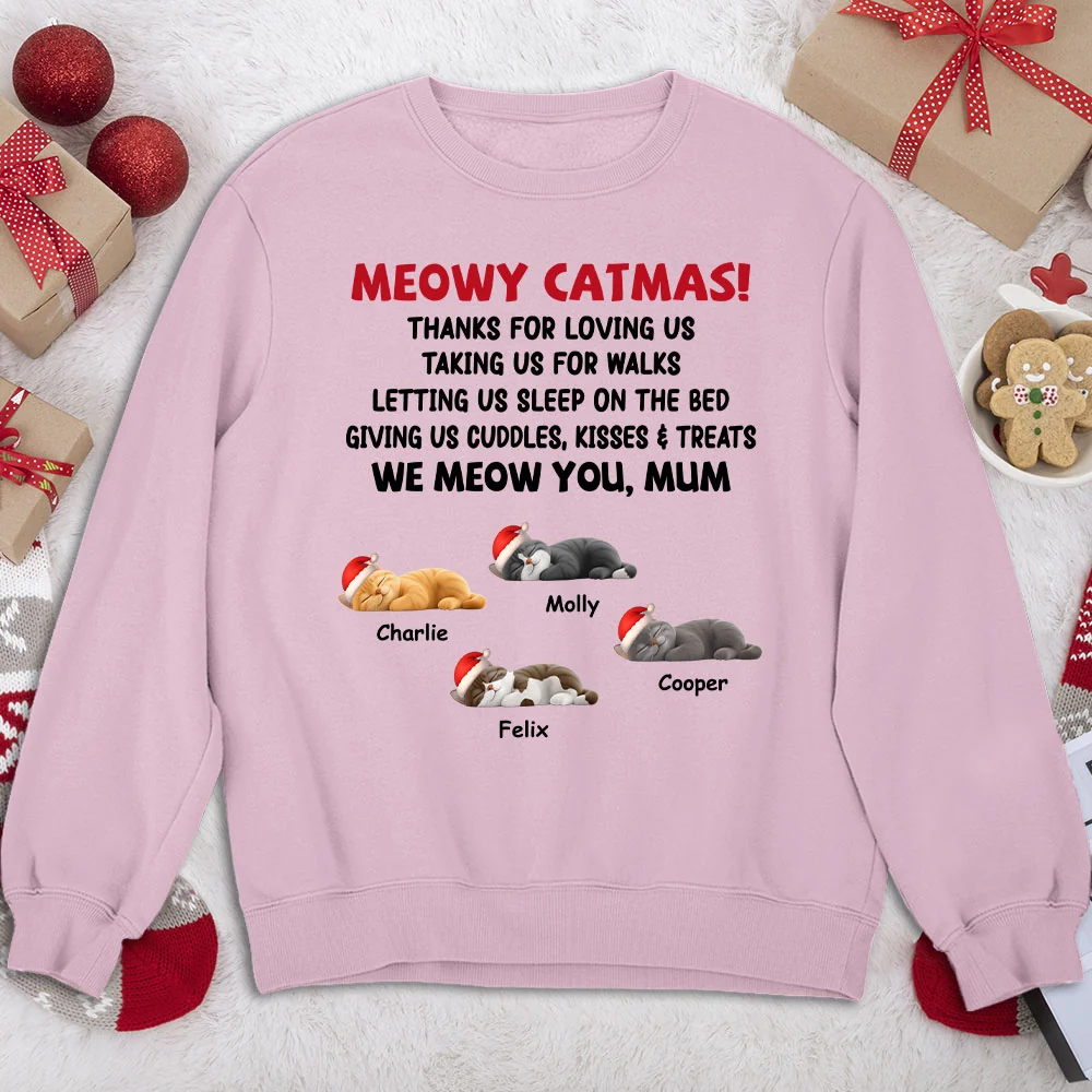 Letting Me Sleep With Cat Mom Dad - Personalized Custom Sweatshirt - Image 3