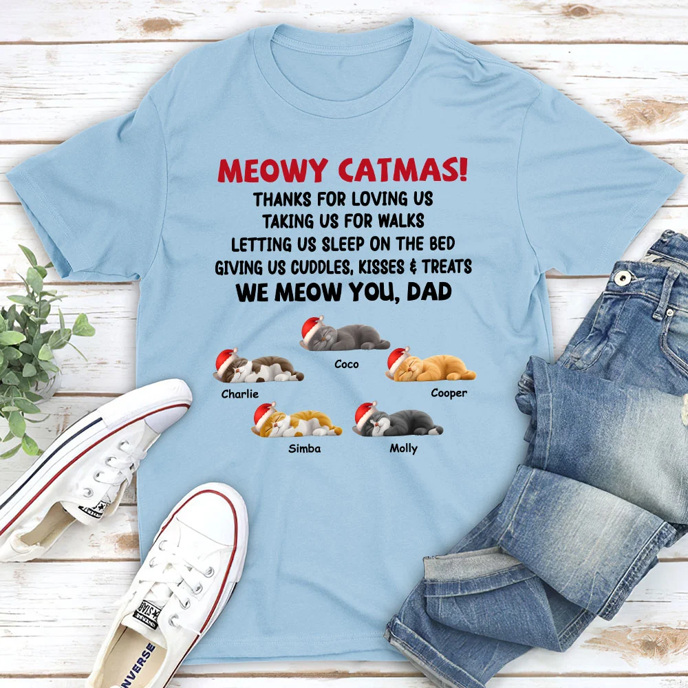 Letting Me Sleep With Cat Mom Dad - Personalized Custom Unisex T-Shirt - Image 3