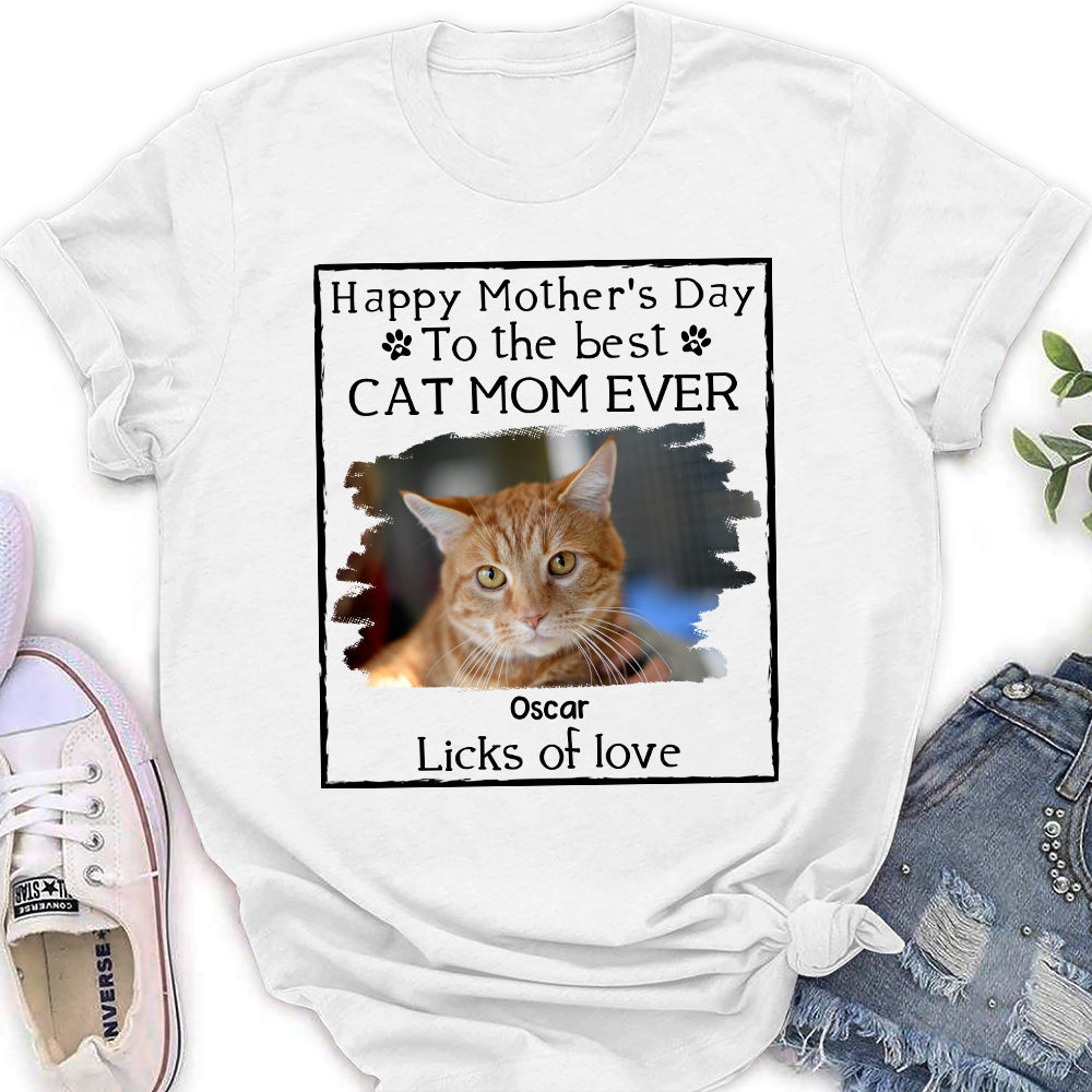 Licks Of Love Bright Cat Photo Version - Personalized Custom Women T-Shirt - Image 2