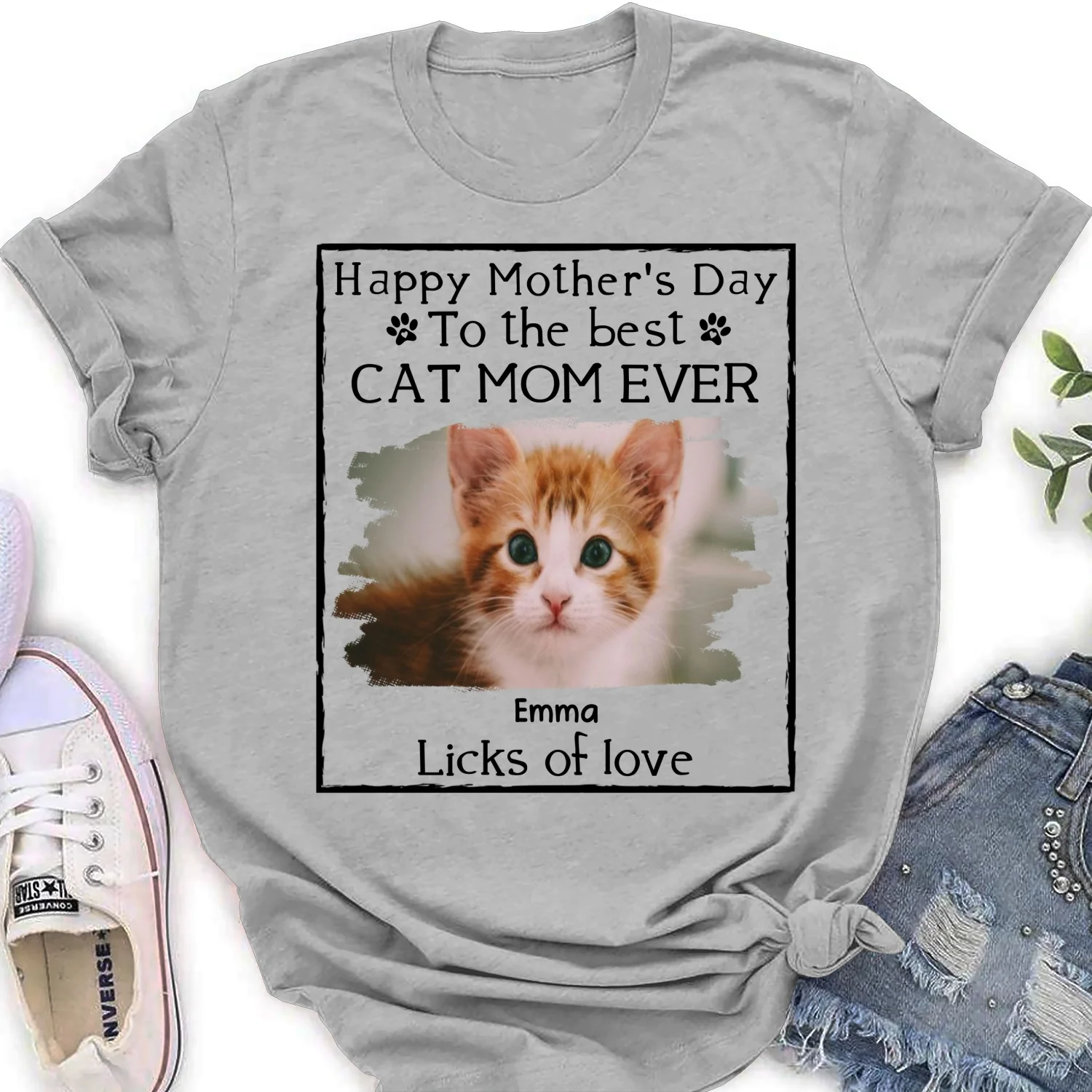 Licks Of Love Bright Cat Photo Version - Personalized Custom Women T-Shirt - Image 4