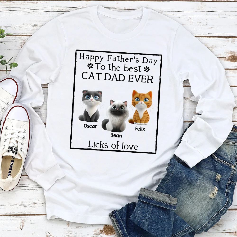 Licks Of Love Bright Cat Version - Personalized Custom Long Sleeve T-Shirt - Image 2