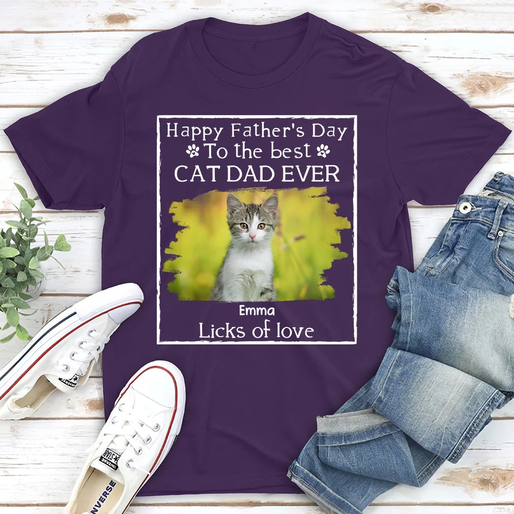 Licks Of Love Cat Photo Ver - Personalized Custom Unisex T-shirt - Image 3