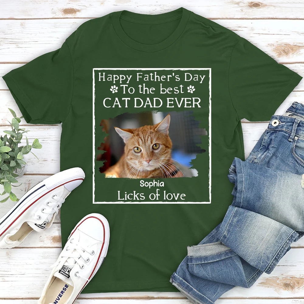 Licks Of Love Cat Photo Ver - Personalized Custom Unisex T-shirt - Image 5