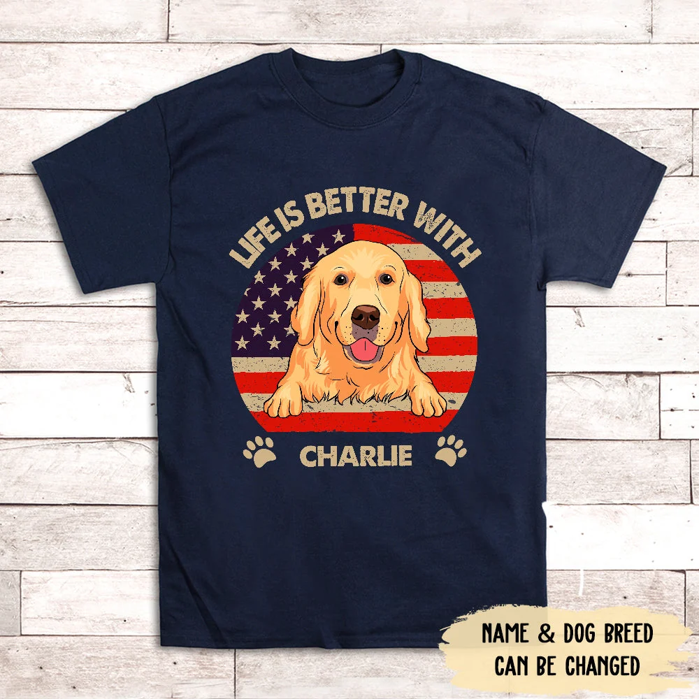 Life Is Better (USA Pattern) - Personalized Custom Unisex T-shirt - Image 3