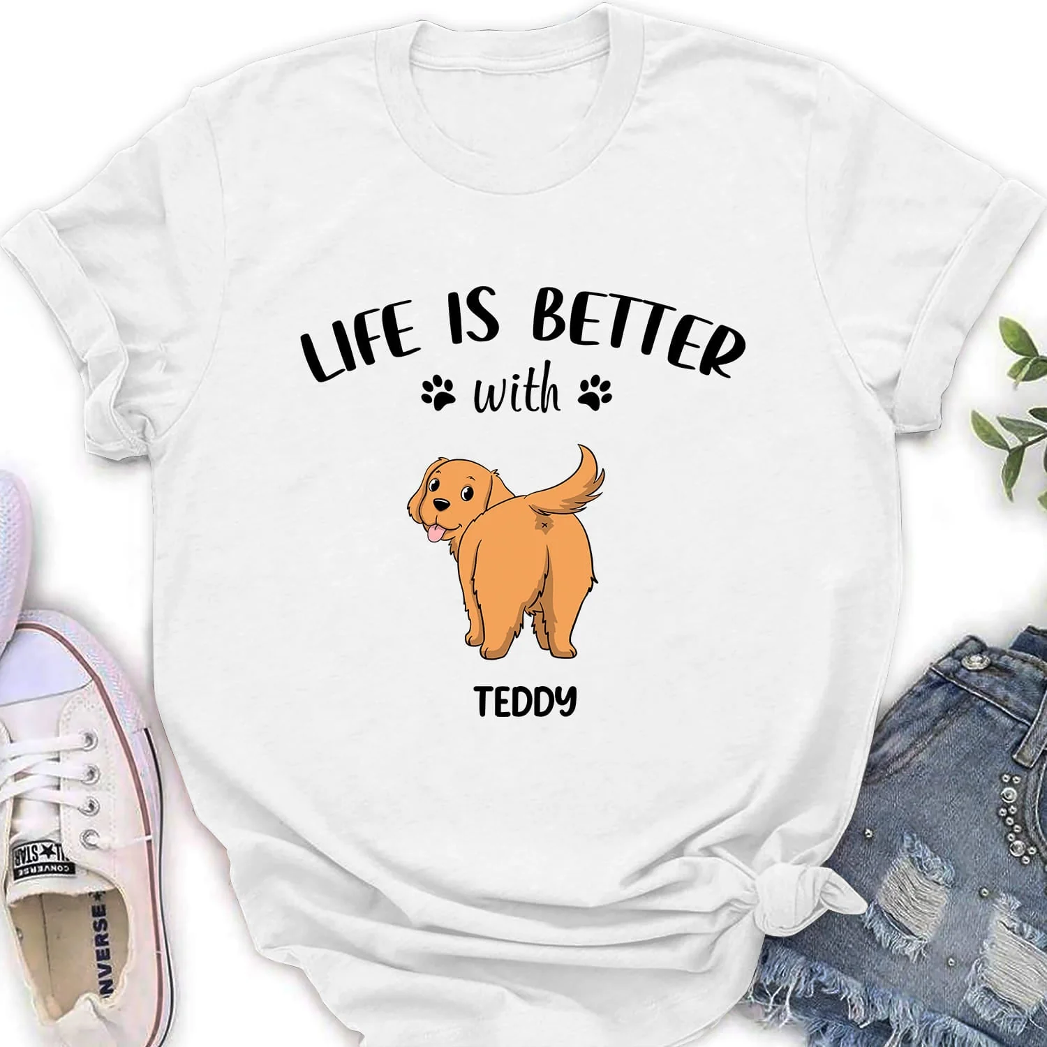 Life Is Better With Dog Butt - Personalized Custom Women's T-shirt - Image 2