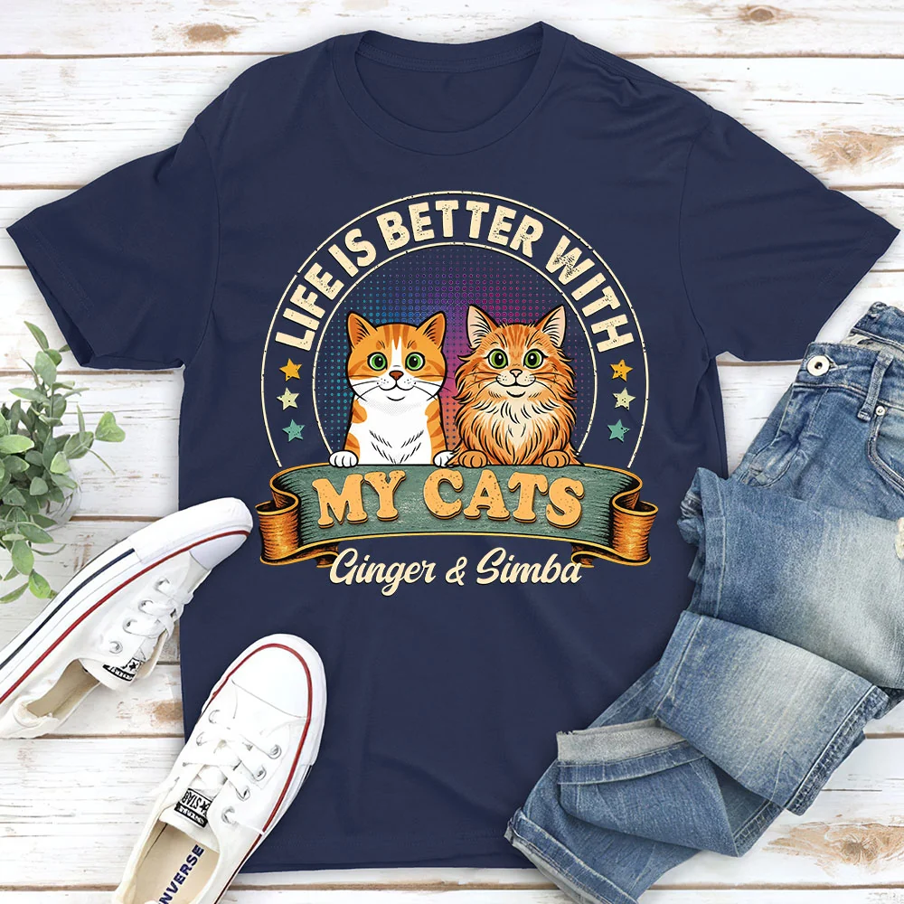 Life Is Better With My Cat - Personalized Custom Unisex T-shirt - Image 2