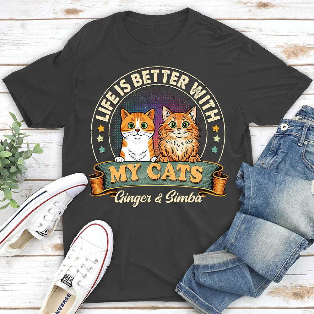 Life Is Better With My Cat - Personalized Custom Unisex T-shirt - Image 3