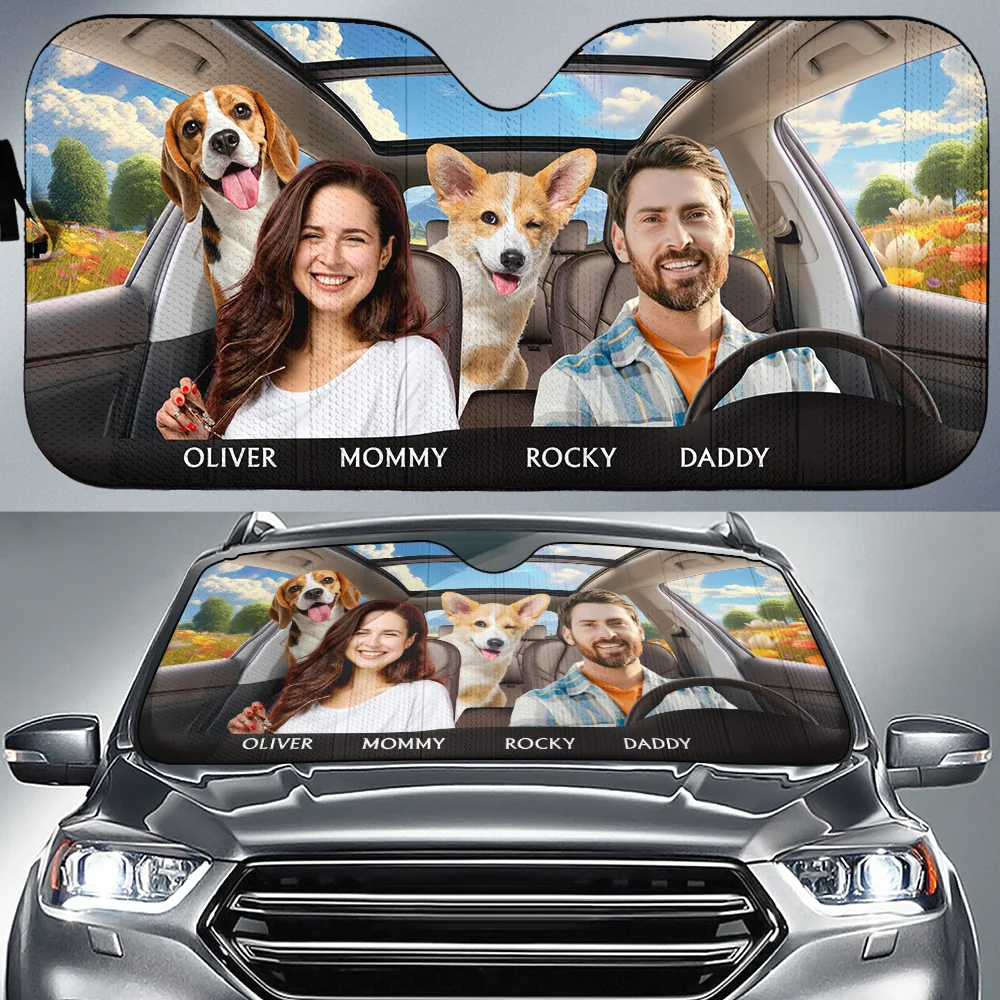Life Is Better With My Dog Couple Photo - Personalized Car Sunshade - Image 2