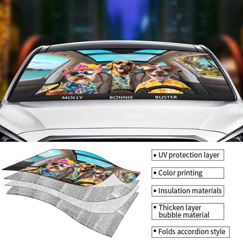 Life Is Better With My Dog Summer - Personalized Car Sunshade - Image 4