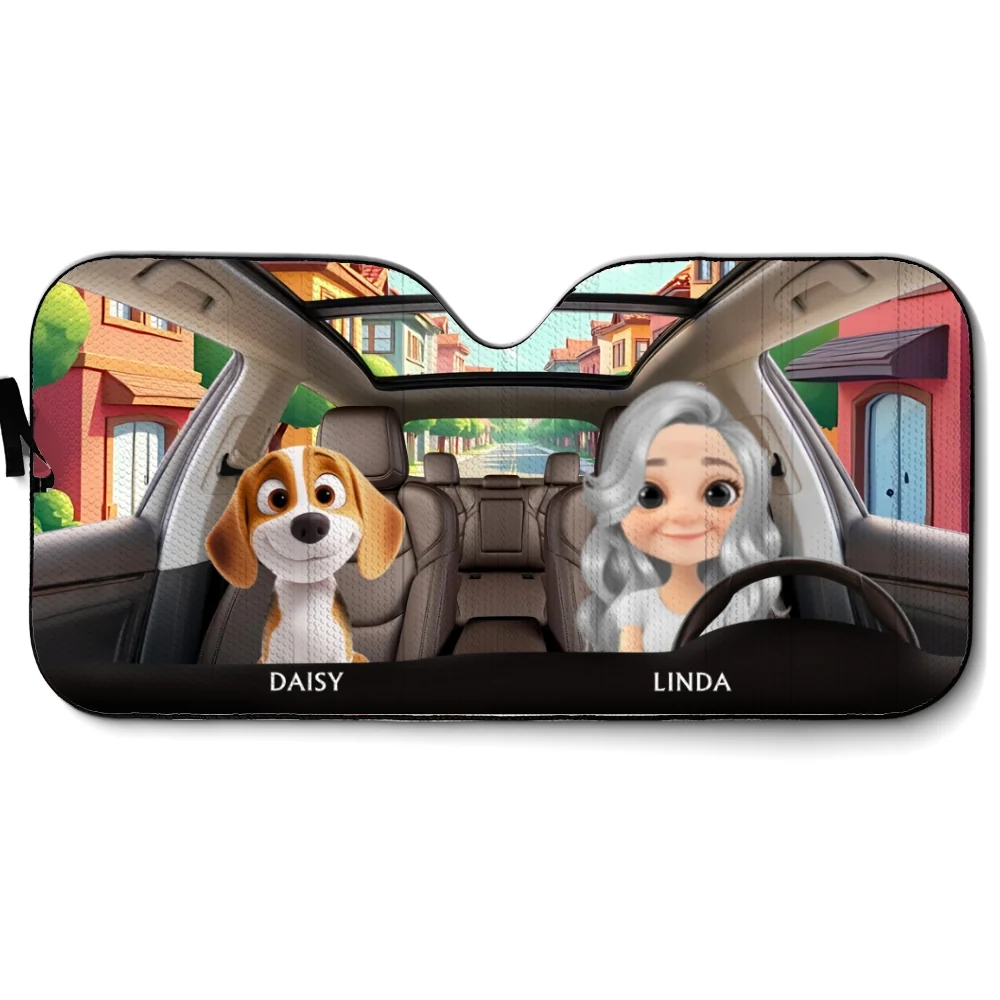 Life Is Better With My Dog Version 2 - Personalized Car Sunshade - Image 7