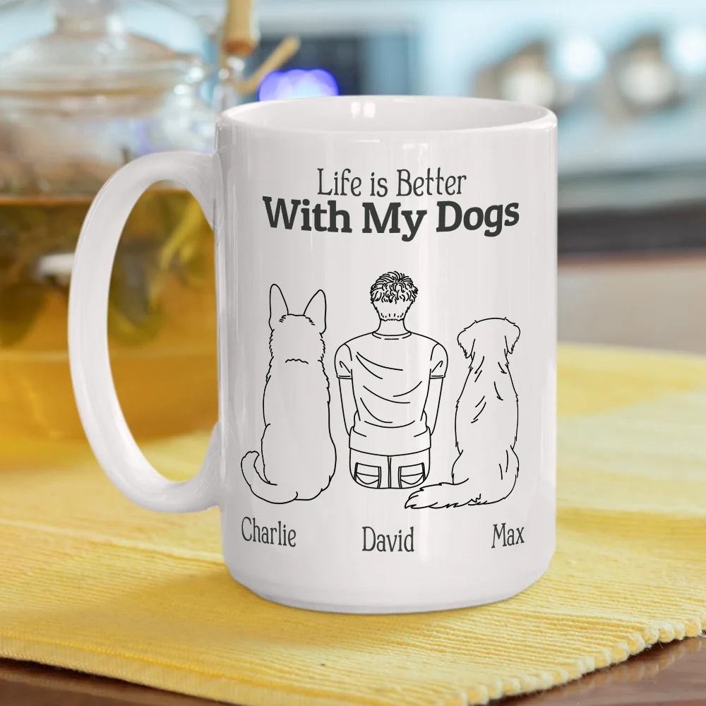 Life Is Better With My Dogs - Personalized Custom Coffee Mug - Image 4