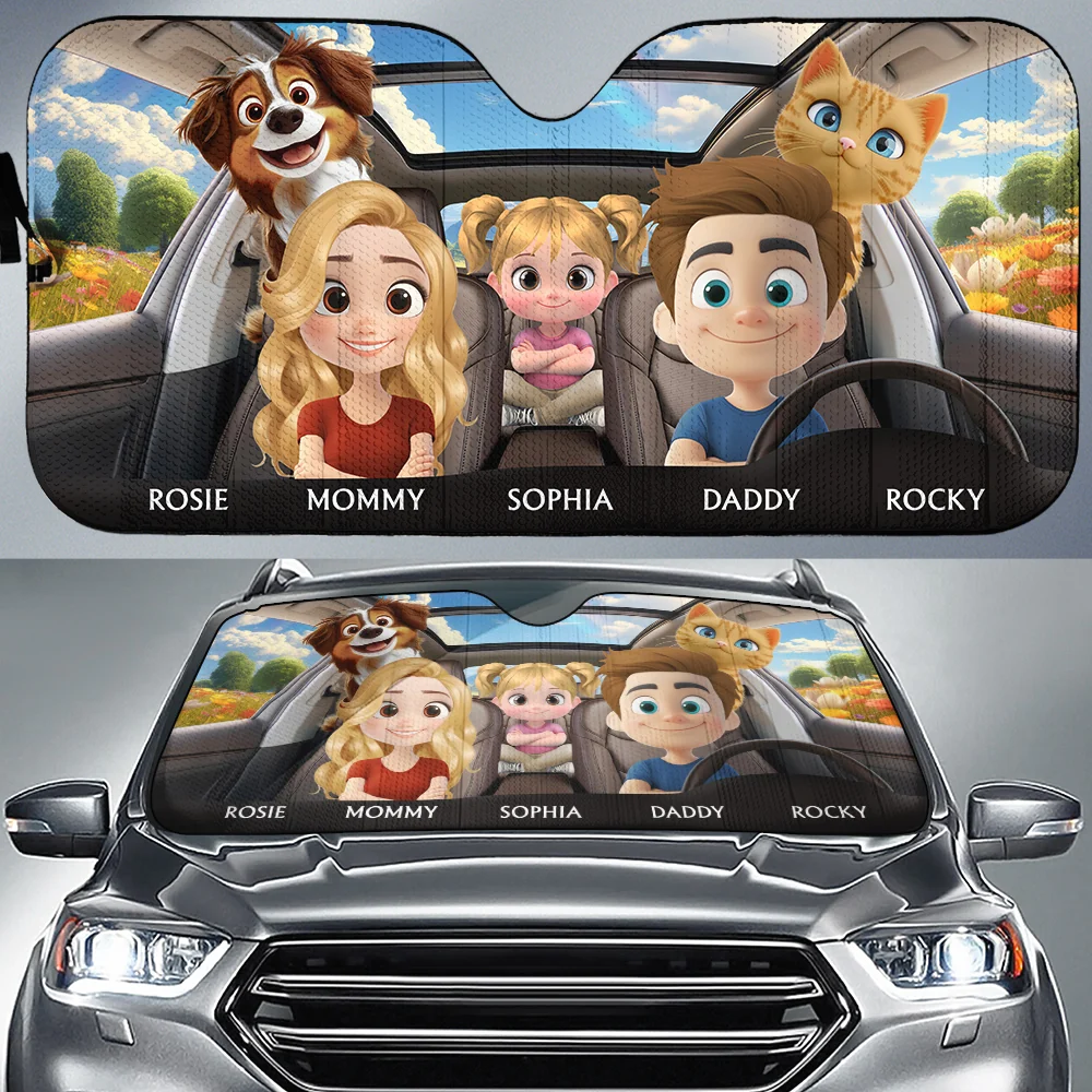 Life Is Better With My Pet Family - Personalized Car Sunshade - Image 6