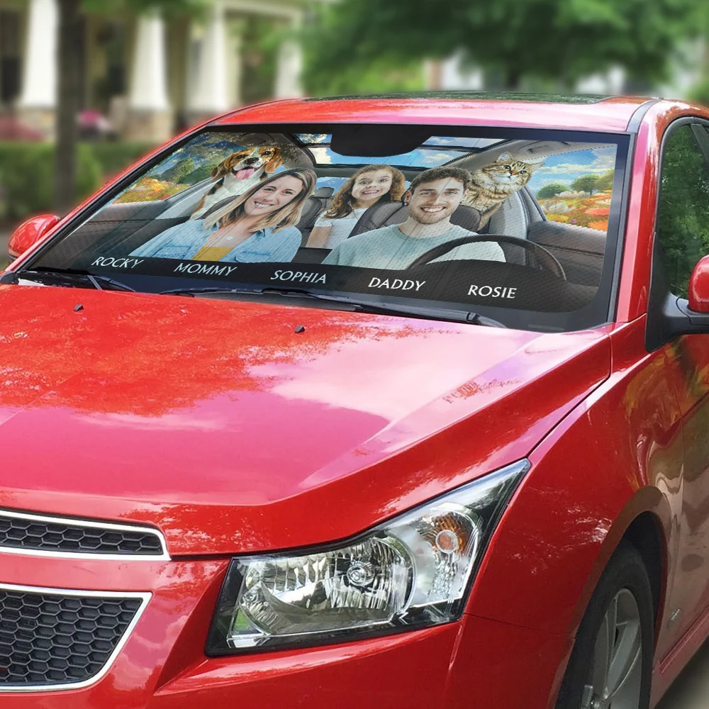 Life Is Better With My Pet Family Photo - Personalized Custom Car Sunshade - Image 5