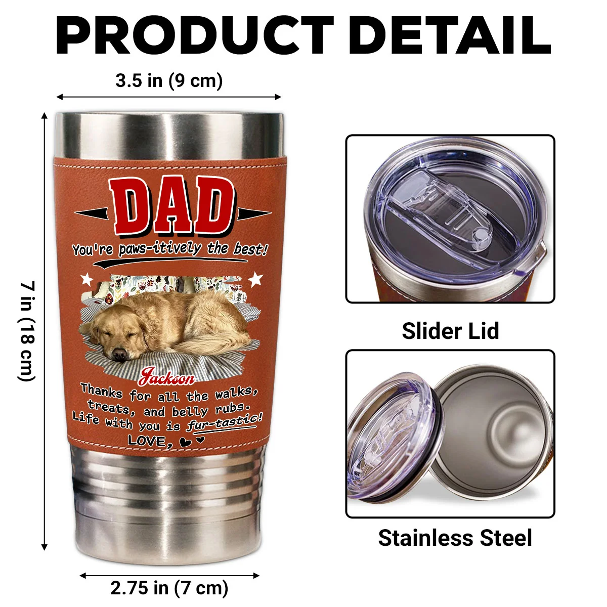 Life Is Fantastic Now Photo - Personalized Custom Leather Tumbler - Image 4