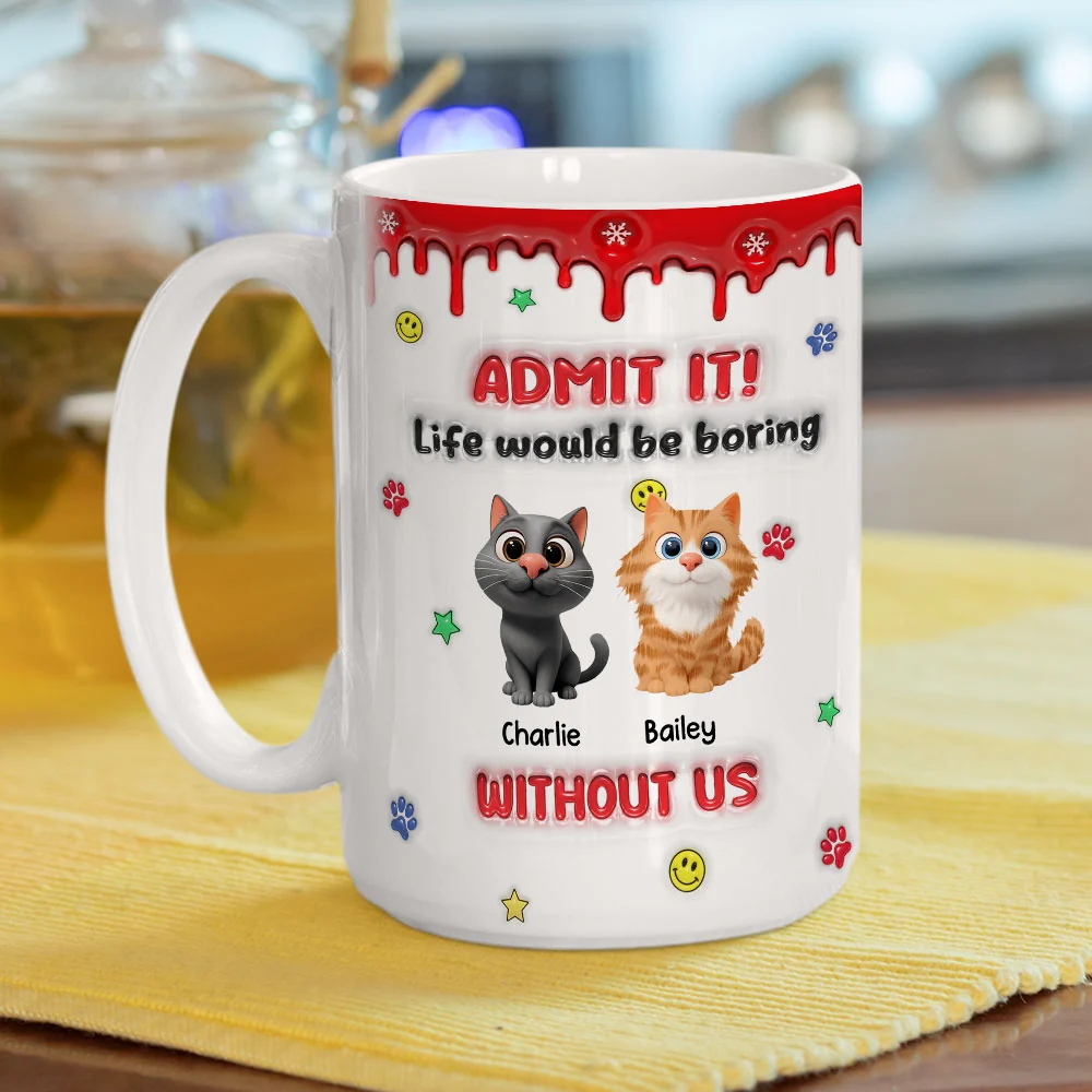 Life Must Have Us Christmas Ver Cat - Personalized Custom 3D Inflated Effect Mug - Image 5