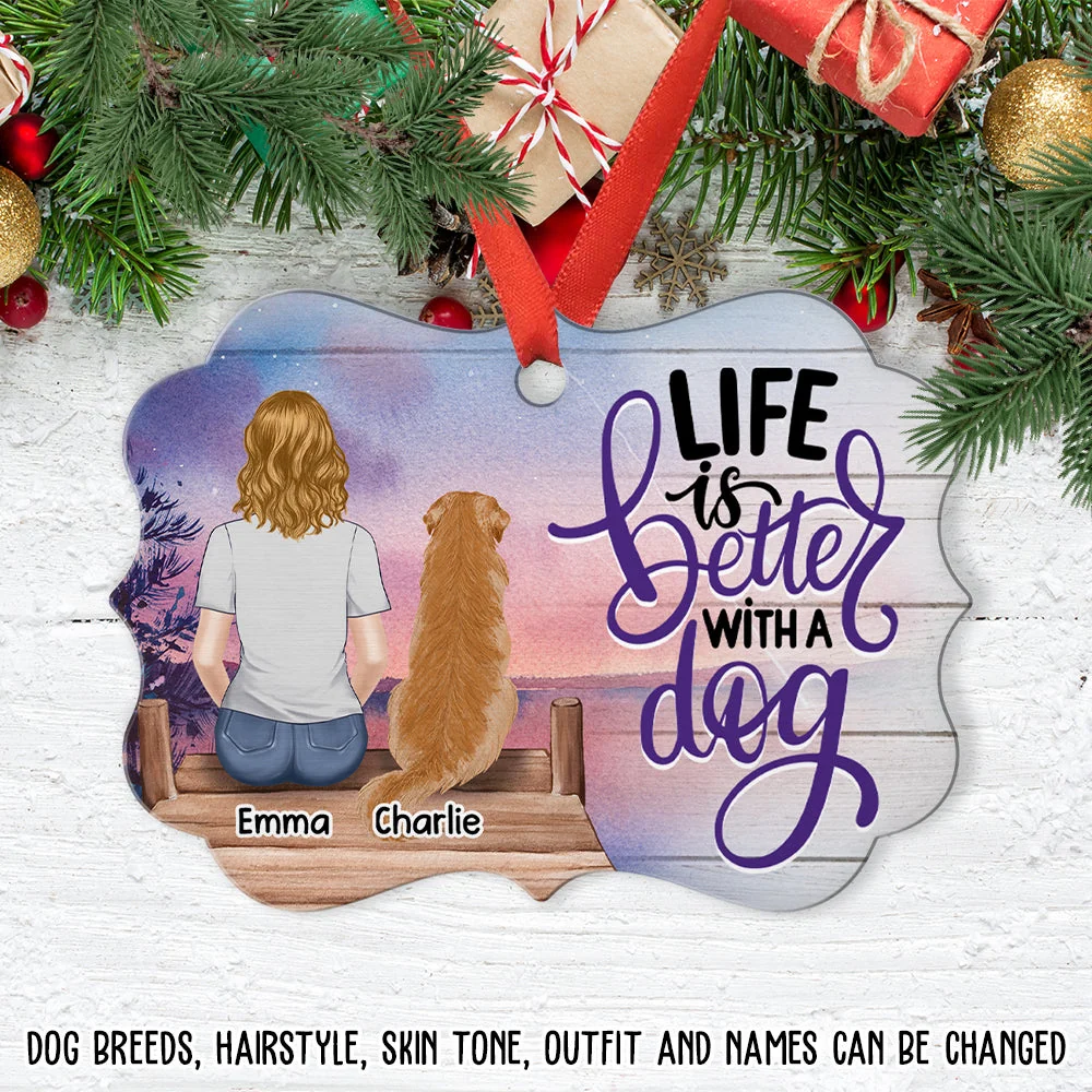 Life With Dogs - Personalized Custom Aluminum Ornament - Image 3