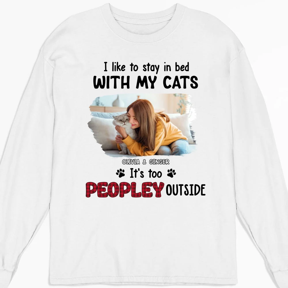 Like To Stay In Bed Cat Photo - Personalized Custom Long Sleeve T-shirt - Image 3
