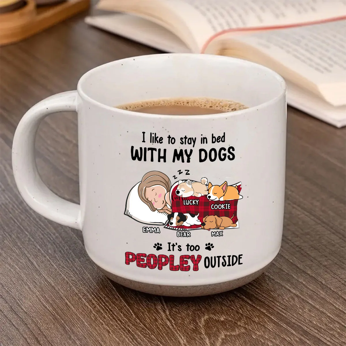 Like To Stay In Bed - Personalized Custom Pottery Mug - Image 2