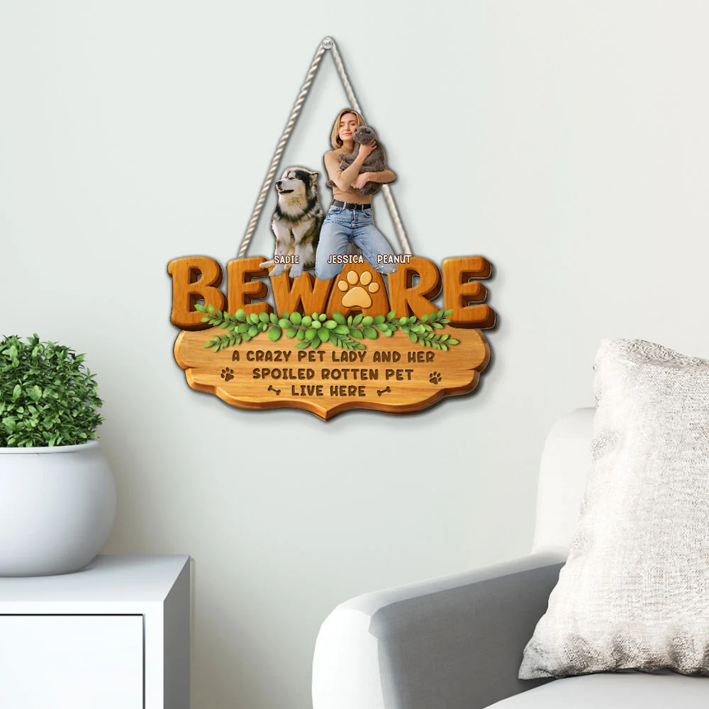 Live Here Pet Version Photo - Personalized Custom 3D Effect Wood Sign