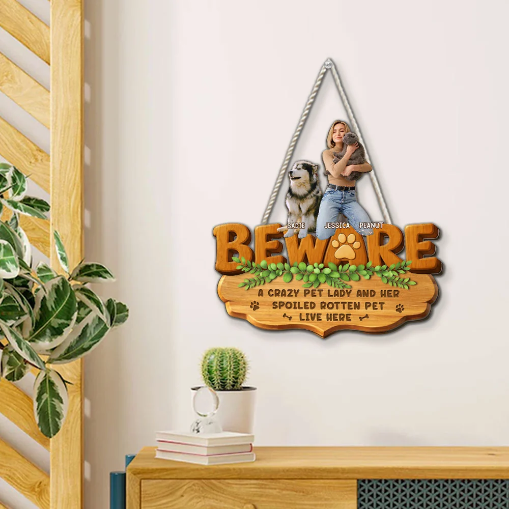 Live Here Pet Version Photo - Personalized Custom 3D Effect Wood Sign - Image 2
