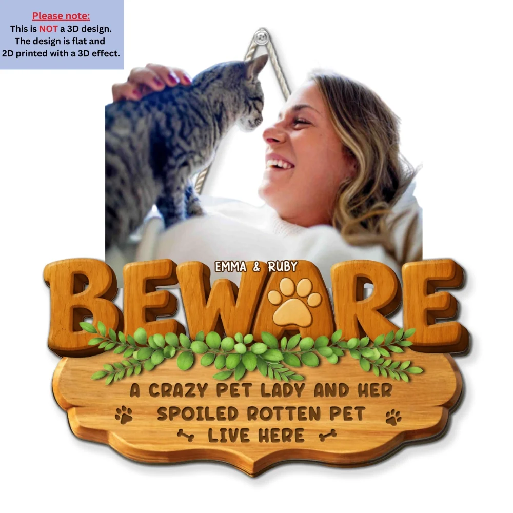 Live Here Pet Version Photo - Personalized Custom 3D Effect Wood Sign - Image 4