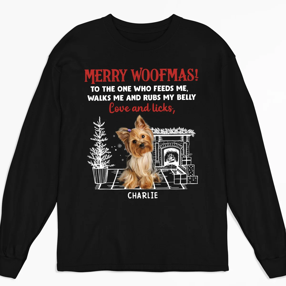 Love And Licks, Merry Woofmas Photo - Personalized Custom Long Sleeve T-shirt