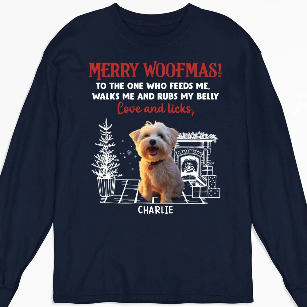 Love And Licks, Merry Woofmas Photo - Personalized Custom Long Sleeve T-shirt - Image 4