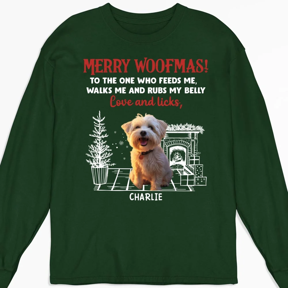 Love And Licks, Merry Woofmas Photo - Personalized Custom Long Sleeve T-shirt - Image 5