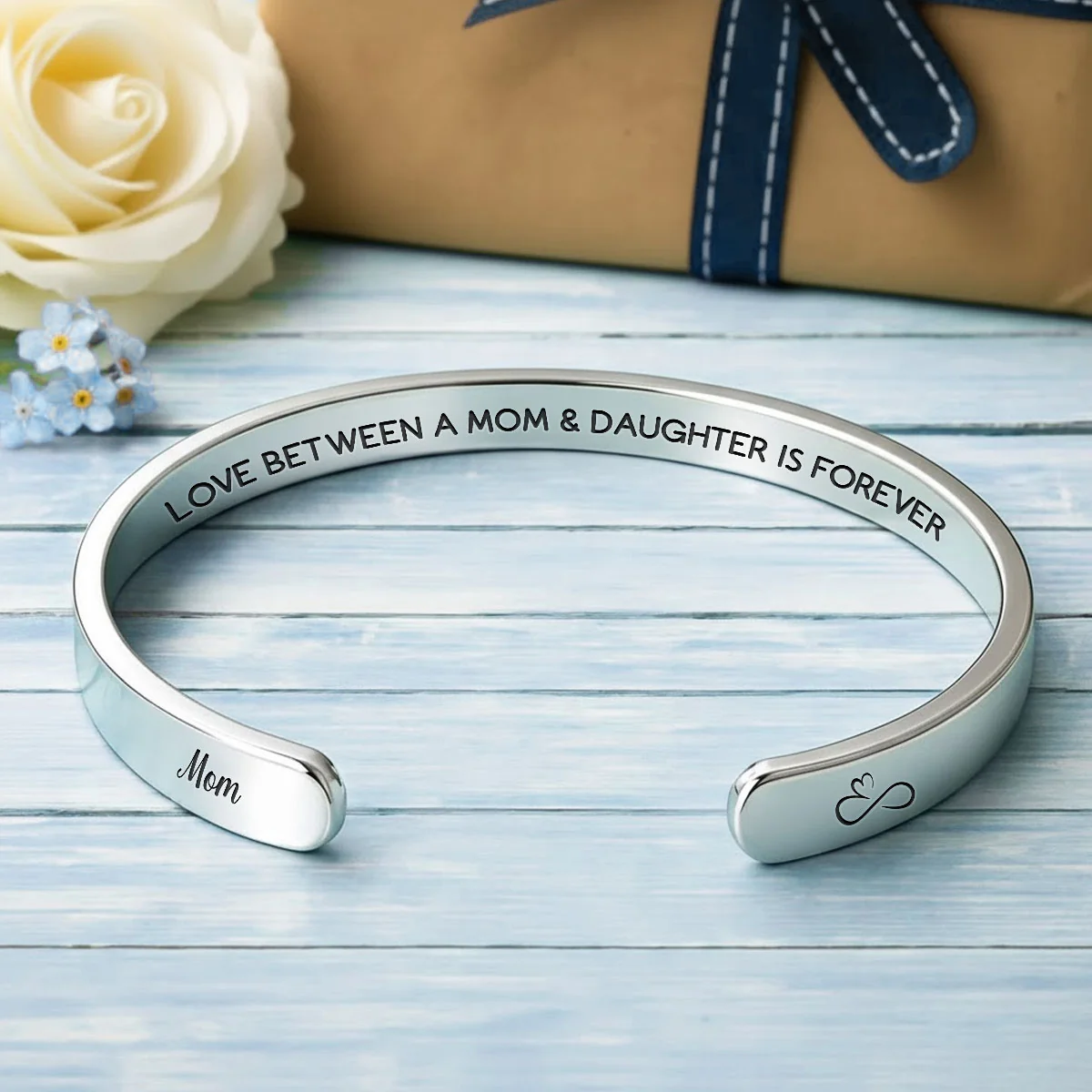 Love Between A Mother And Daughter - Personalized Custom Bracelet Cuff - Image 5