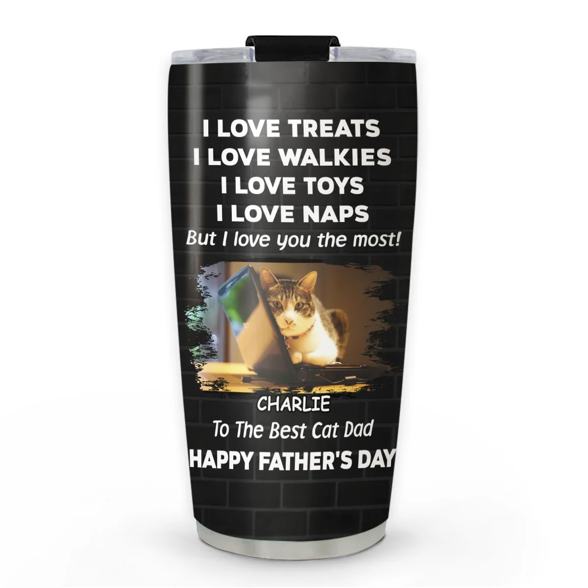 Love You The Most Cat Photo Ver - Personalized Custom Tumbler